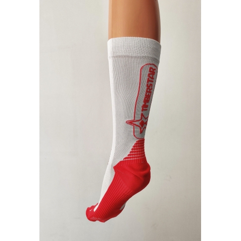 Ciorapi Timberstar cu Compresie pentru Running & Cycling (Alergare si Ciclism), Unisex, Red & White