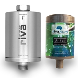 Sistem filtru dus rivaALVA Skin & Hair cu carcasa de inox, filtru inlocuibil