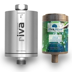 Sistem filtru dual pentru apa potabila si dus rivaALVA KALK, cu carcasa de inox, filtru inlocuibil