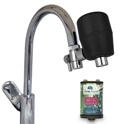 Sistem filtru robinet rivaALVA-S Jova, carcasa bioganica neagra, cu switch, carbune + membrana, filtru inlocuibil.