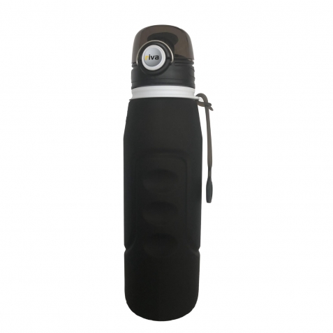 Sticla pliabila de 1L riva PURA Outdoor neagra cu filtru inlocuibil