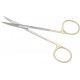 Foarfeca cu varf ascutit, cu insertii din tungsten, curba, maner auriu, 11.5cm